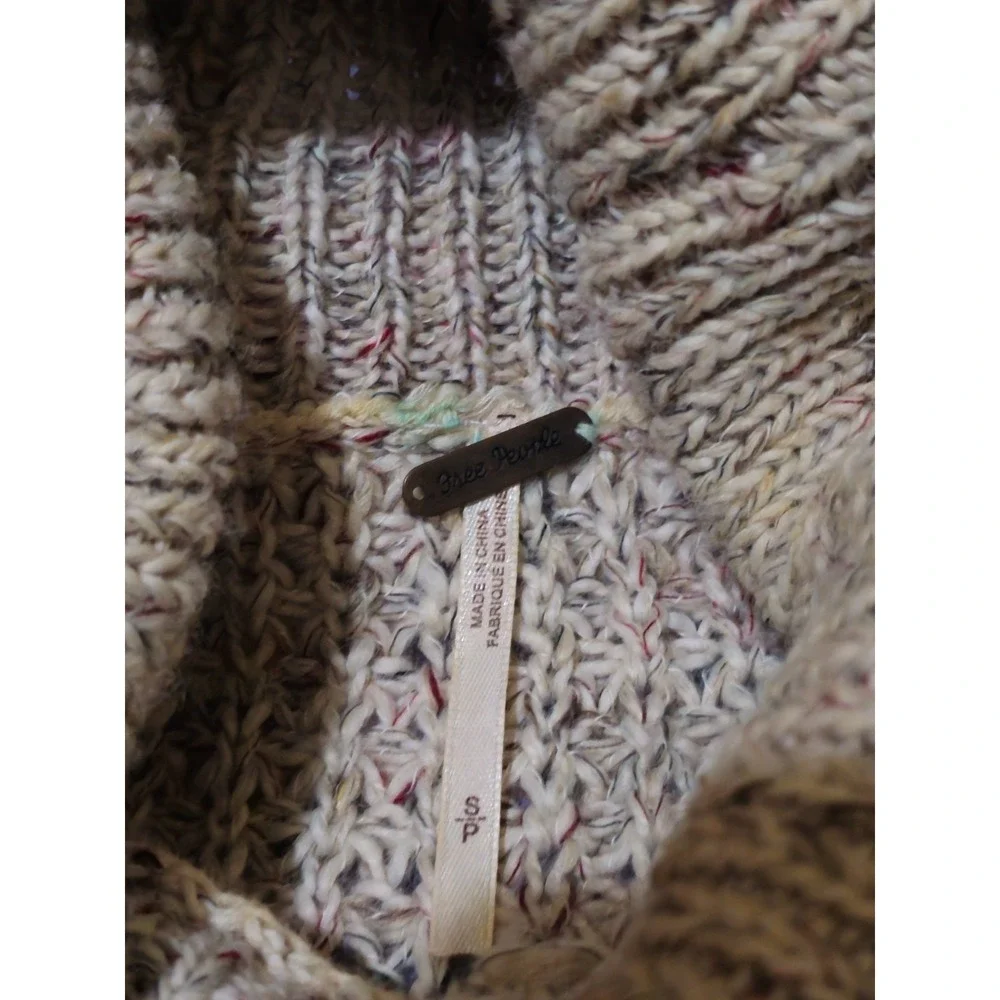 Free People Dylan Tweedy‎ Oversized  Knit Sweater Small Oatmeal Wool Blend Tunic